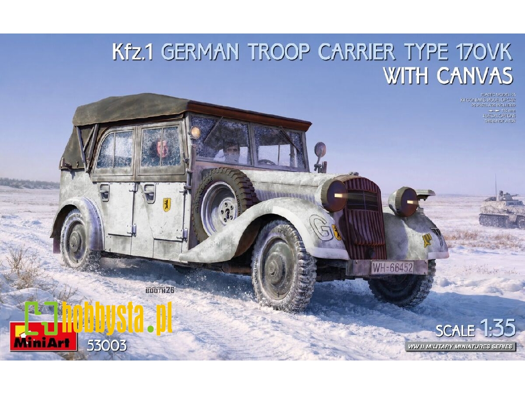 Kfz.1 German Troop Carrier Type 170vk With Canvas - zdjęcie 1