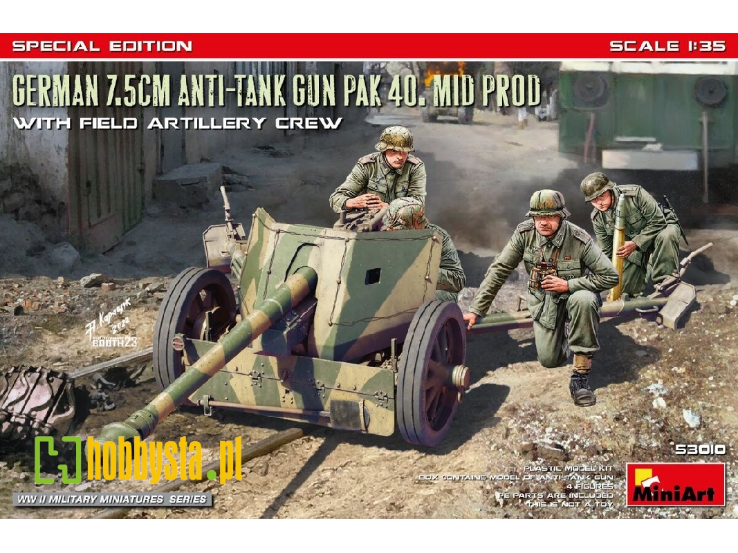 German 7.5cm Anti-tank Gun Pak 40 Mid Prod With Artillery Crew (Special Edition) - zdjęcie 1