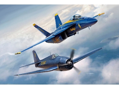 Boeing F/A-18 E Super Hornet & Grumman F6f-5 Hellcat - Blue Angels 80 Years - zdjęcie 1