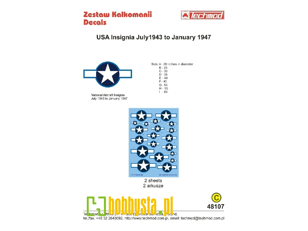USA Insignia July 1943 To January 1947 - zdjęcie 1