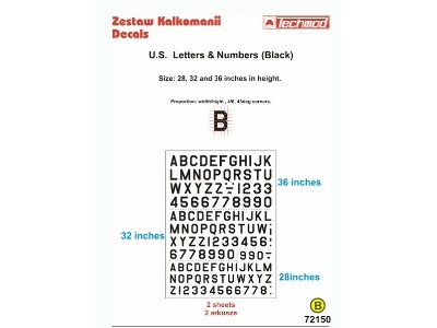 U.S. Letters And Numbers Black (Size 28, 32 I 38 Cali) - zdjęcie 1