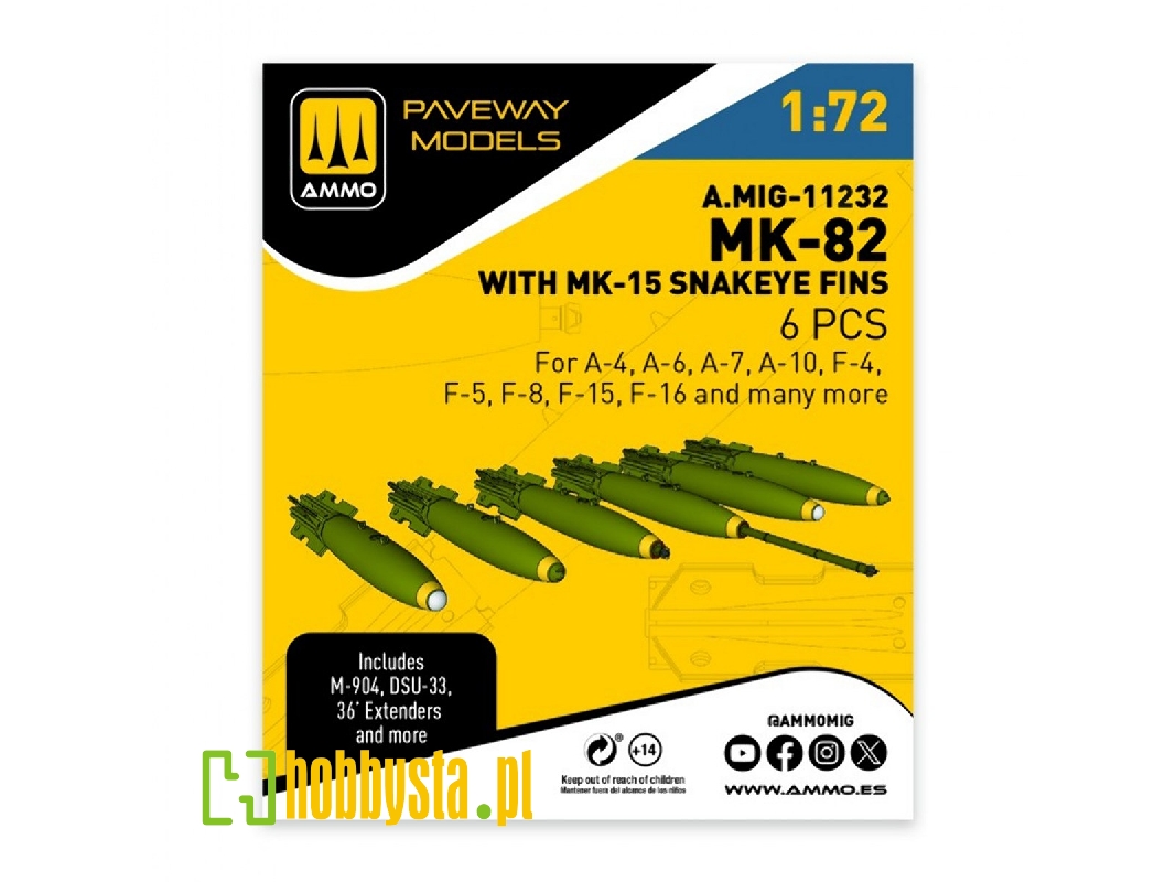 Mk.82 With Mk.15 Snakeye Fin (6 Pcs / 3d-printed) - zdjęcie 1