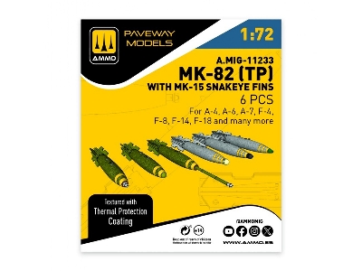 Mk.82 With Thermal Protection And Mk.15 Snakeye Fin (6 Pcs / 3d-printed) - zdjęcie 1