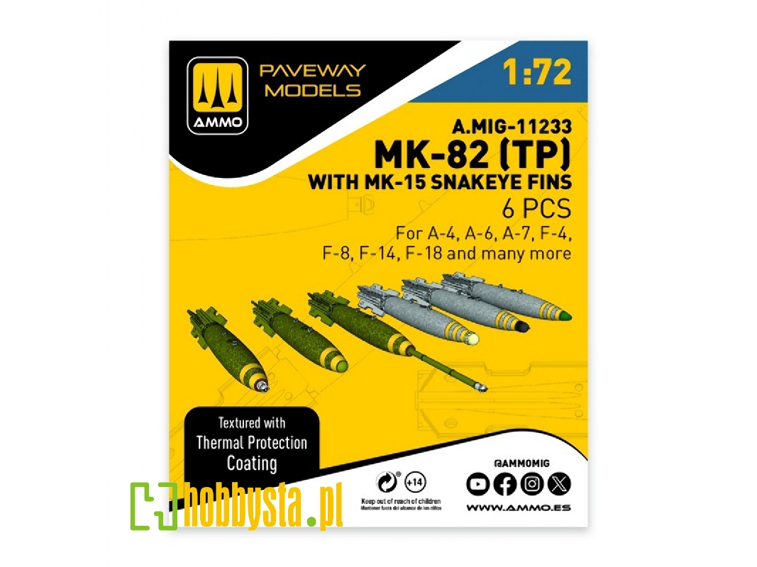 Mk.82 With Thermal Protection And Mk.15 Snakeye Fin (6 Pcs / 3d-printed) - zdjęcie 1