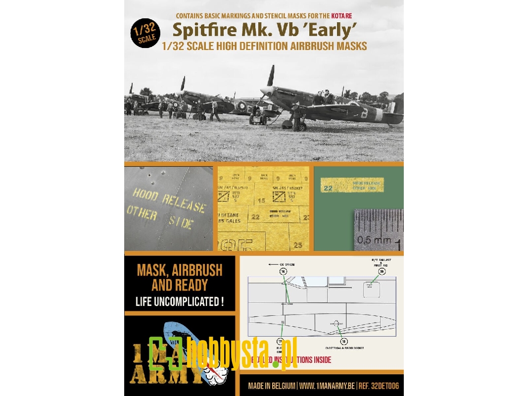 Supermarine Spitfire Mk.Vb Early Version - Airbrush Maks Set (For Kotare Kits) - zdjęcie 1
