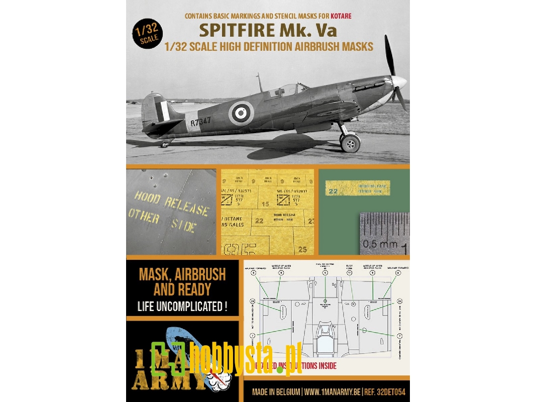 Supermarine Spitfire Mk.Va - Airbrush Maks Set (For Kotare Kits) - zdjęcie 1