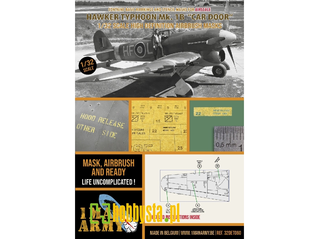 Hawker Typhoon Mk Ib 'car Door' - Airbrush Maks Set (For Airscale Kits) - zdjęcie 1