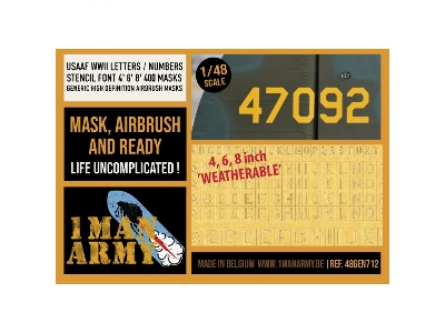 Usaaf Wwii Letters / Numbers Stencil Font 4", 6", 8" Generic Set - zdjęcie 1