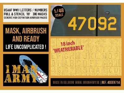 Usaaf Wwii Letters / Numbers Full / Stencil 18' Generic Set - zdjęcie 1