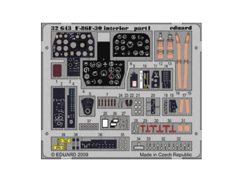  F-86F-30 interior S. A. 1/32 - Kinetic - blaszki - zdjęcie 1