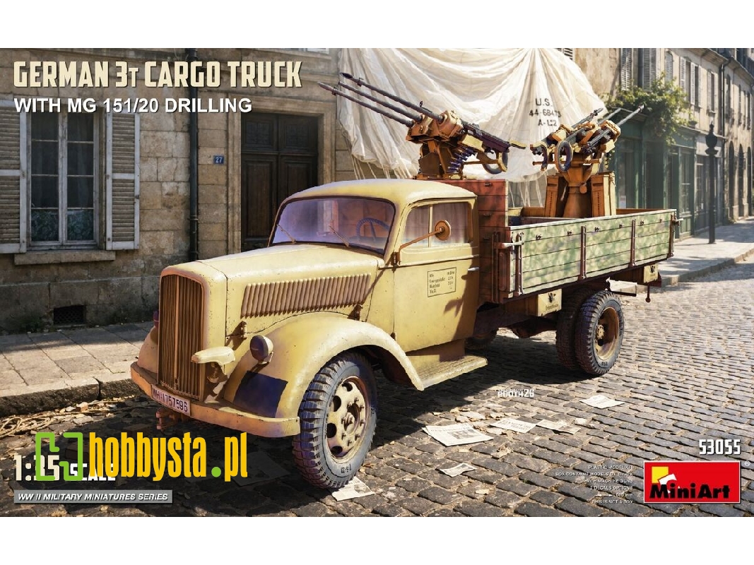 German 3t Cargo Truck With  Mg 151/20 Drilling - zdjęcie 1