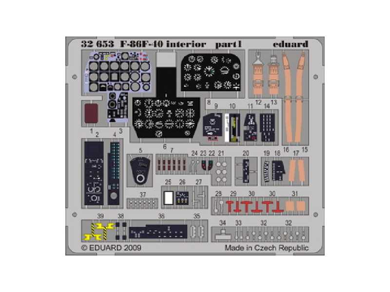  F-86F-40 interior S. A. 1/32 - Kinetic - blaszki - zdjęcie 1