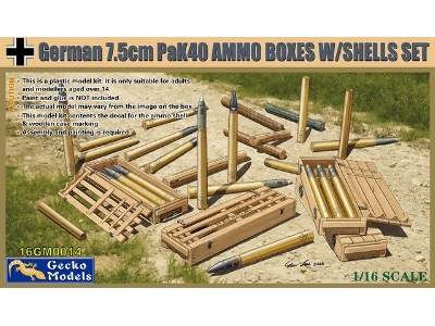 German 7,5 Cm Pak 40 Ammo Boxes W/Shells Set - zdjęcie 1