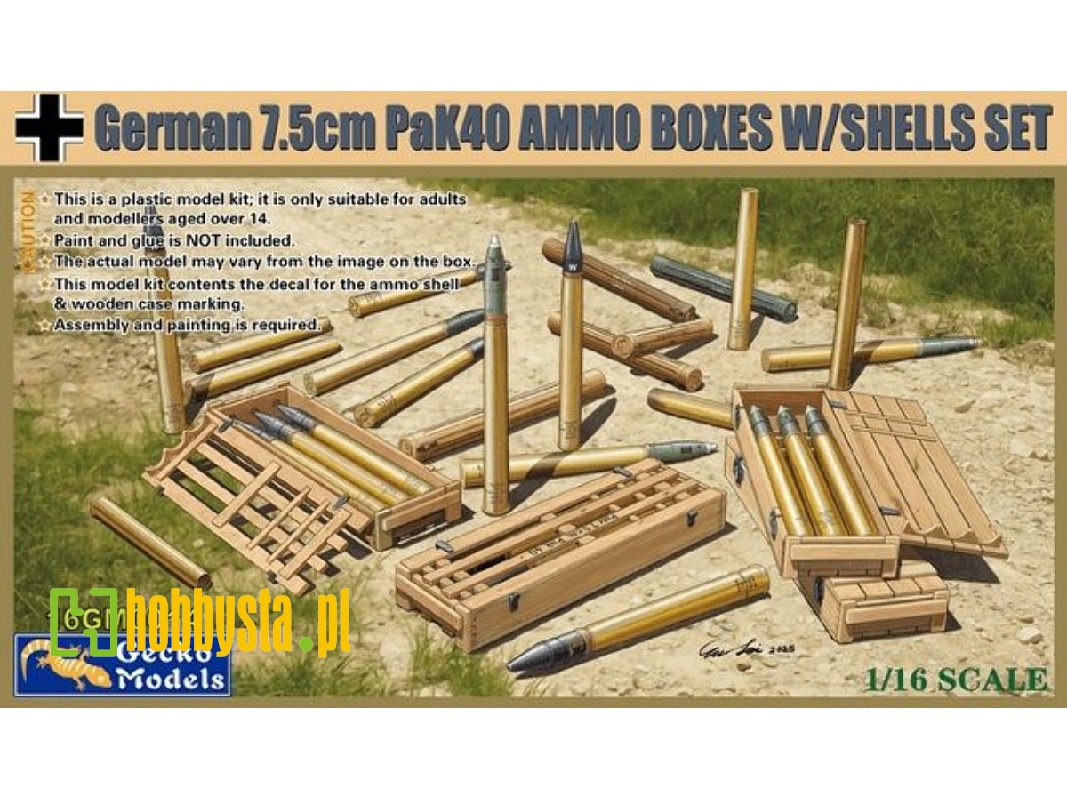 German 7,5 Cm Pak 40 Ammo Boxes W/Shells Set - zdjęcie 1