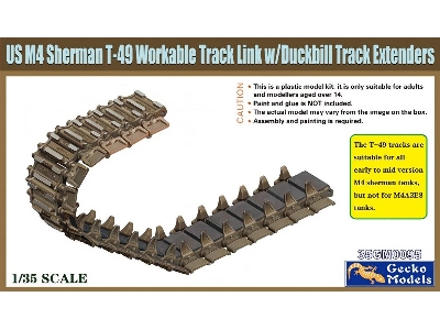 Us M4 Sherman T-49 Workable Track Link W/ Duckbill Track Extenders - zdjęcie 1