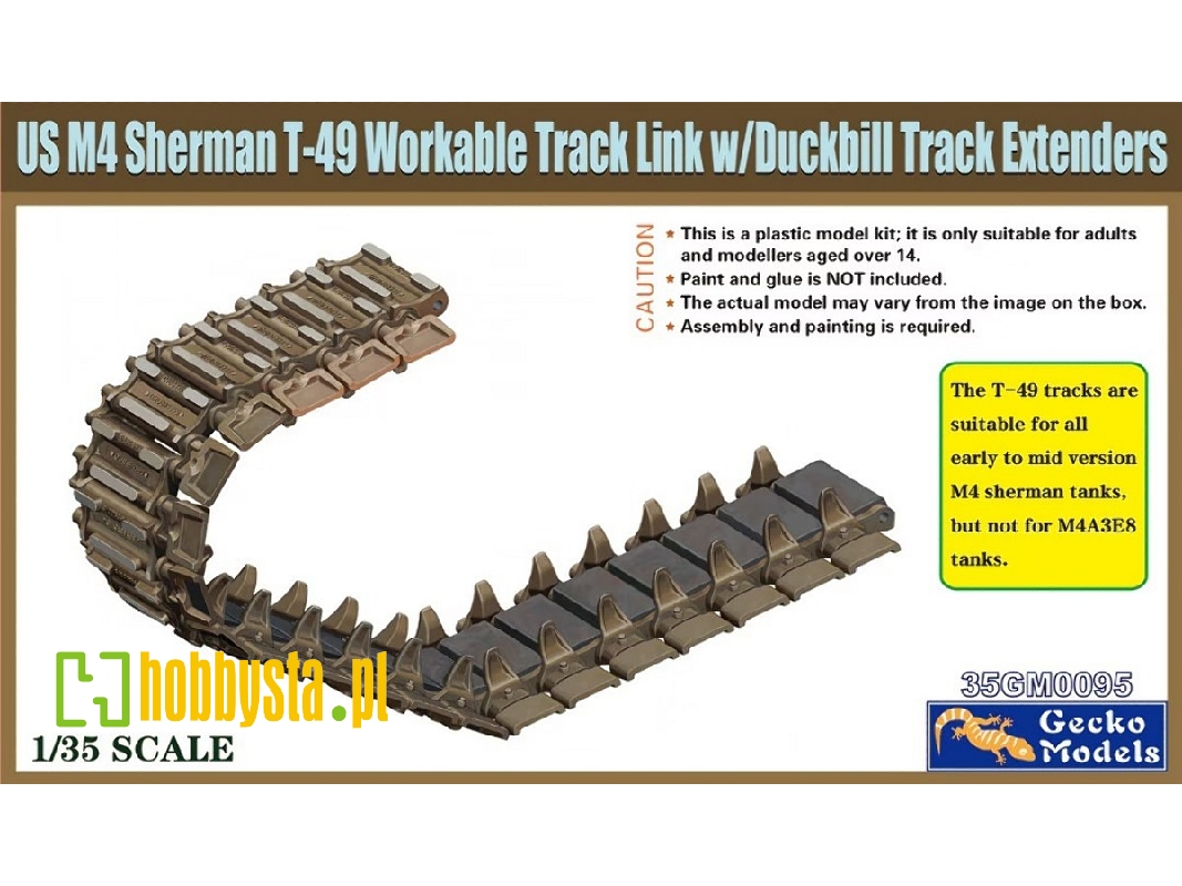 Us M4 Sherman T-49 Workable Track Link W/ Duckbill Track Extenders - zdjęcie 1