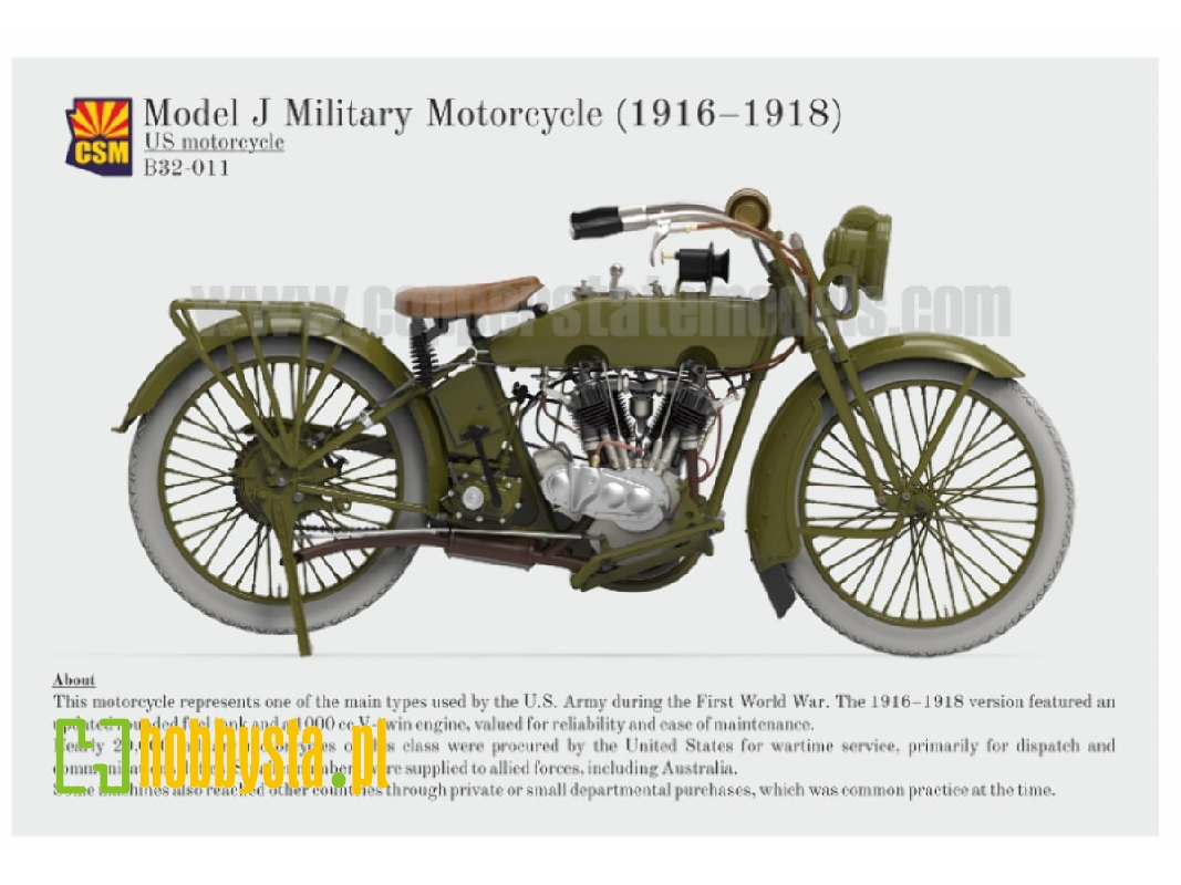 Us Model J Military Motorcycle 1916-1918 (3d-printed) - zdjęcie 1