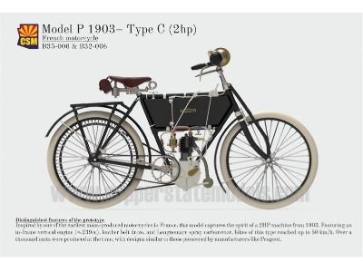 French Motorcycle Model P - Type C 1903  (3d-printed) - zdjęcie 1