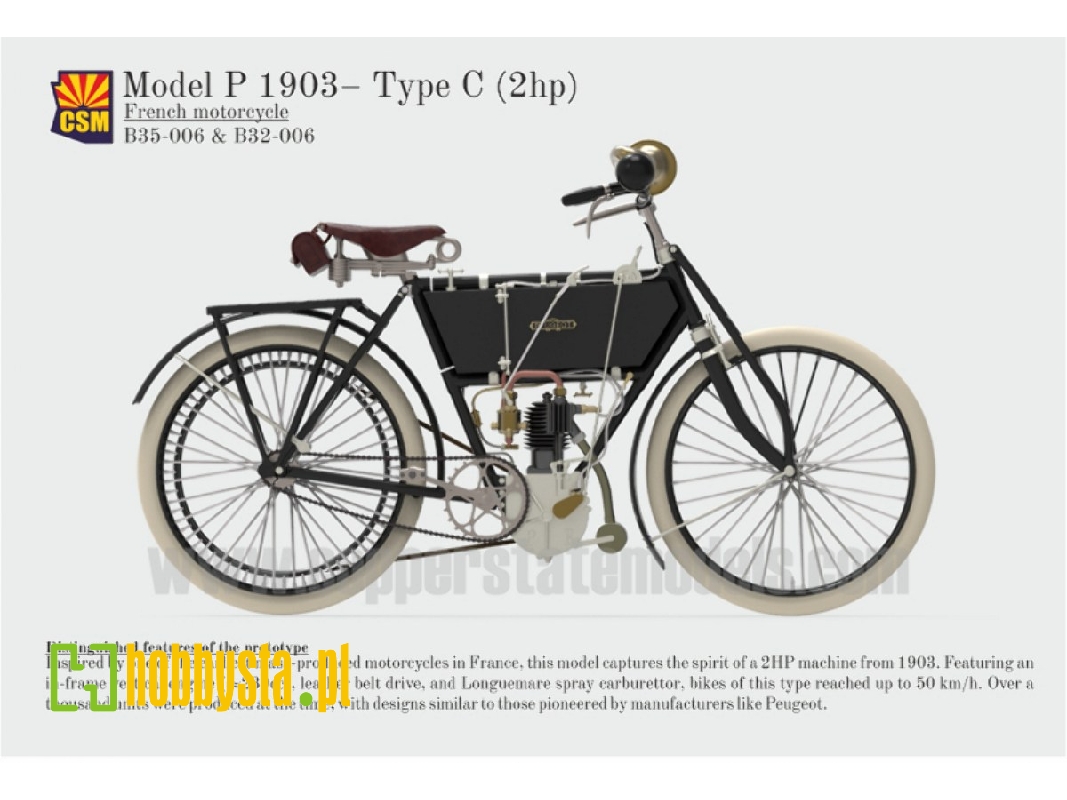 French Motorcycle Model P - Type C 1903  (3d-printed) - zdjęcie 1
