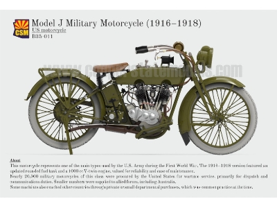 Us Model J Military Motorcycle 1916-1918 (3d-printed) - zdjęcie 1