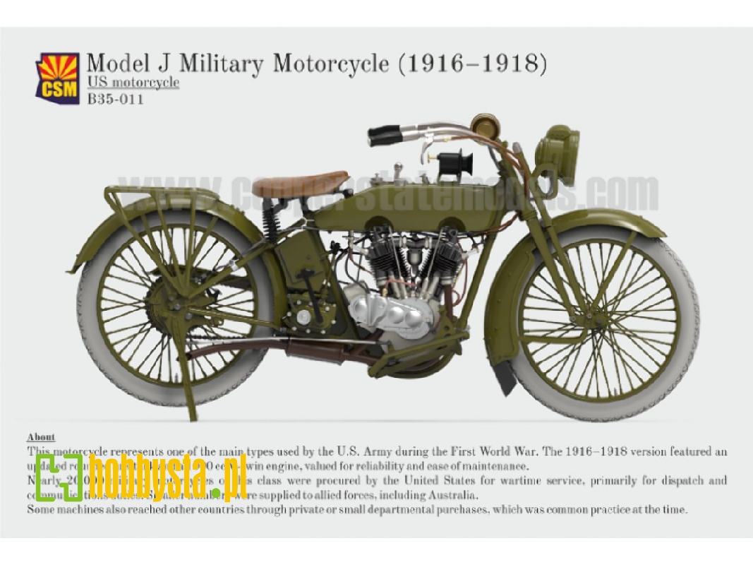 Us Model J Military Motorcycle 1916-1918 (3d-printed) - zdjęcie 1
