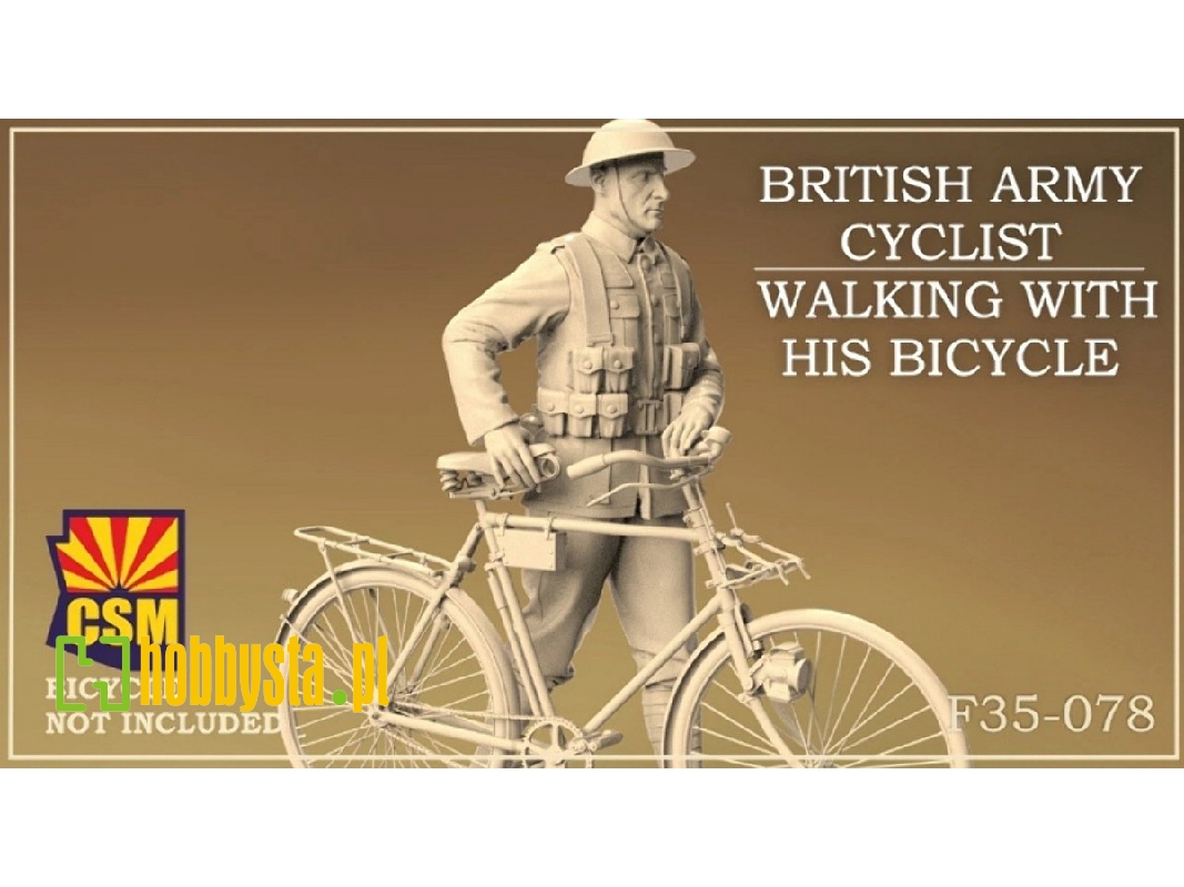 British Army Cyclist Walking With His Bicycle (1 Figure / 3d-printed) - zdjęcie 1