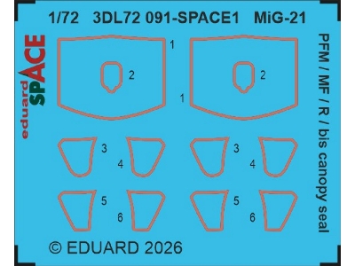Mig-21 Pfm / Mf/ R / Bis - Canopy Seal Space Set (For Eduard Kits) - zdjęcie 1