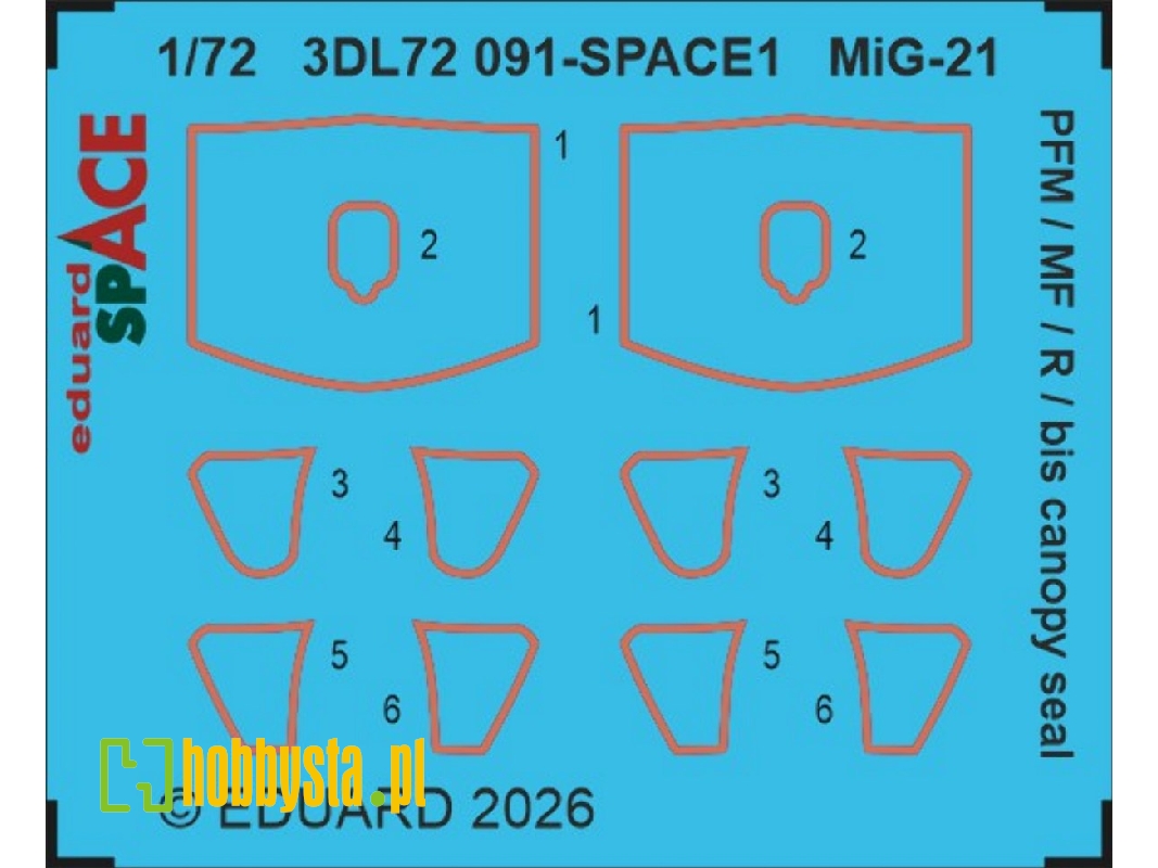 Mig-21 Pfm / Mf/ R / Bis - Canopy Seal Space Set (For Eduard Kits) - zdjęcie 1