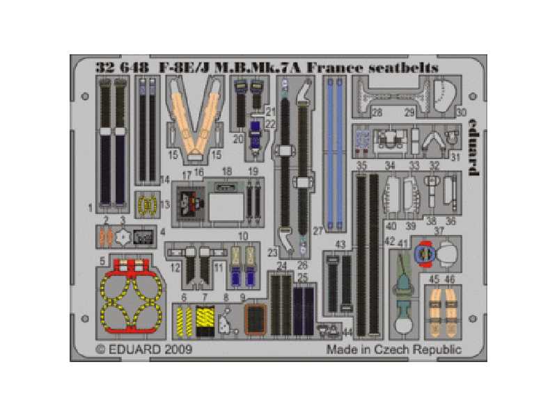  F-8E/ J M. B.Mk.7A France seatbelts 1/32 - Trumpeter - blaszki - zdjęcie 1