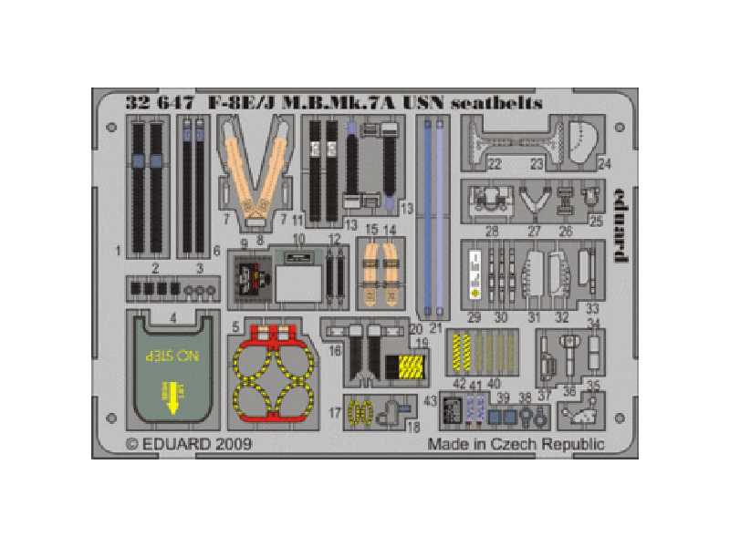 F-8E/ J M. B.Mk.7A USN seatbelts 1/32 - Trumpeter - blaszki - zdjęcie 1 F-8E/ J M. B.Mk.7A USN seatbelts 1/32 - Trumpeter - blaszki - zdjęcie 1