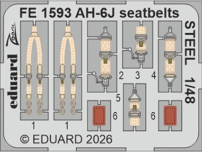 Hughes Ah-6 J - Steel Seatbelts Zoom Set (For Icm Kits) - zdjęcie 1