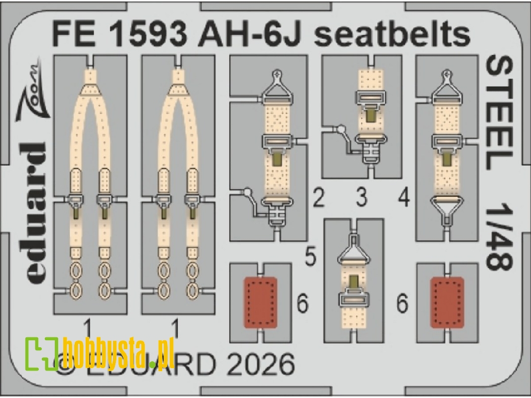 Hughes Ah-6 J - Steel Seatbelts Zoom Set (For Icm Kits) - zdjęcie 1