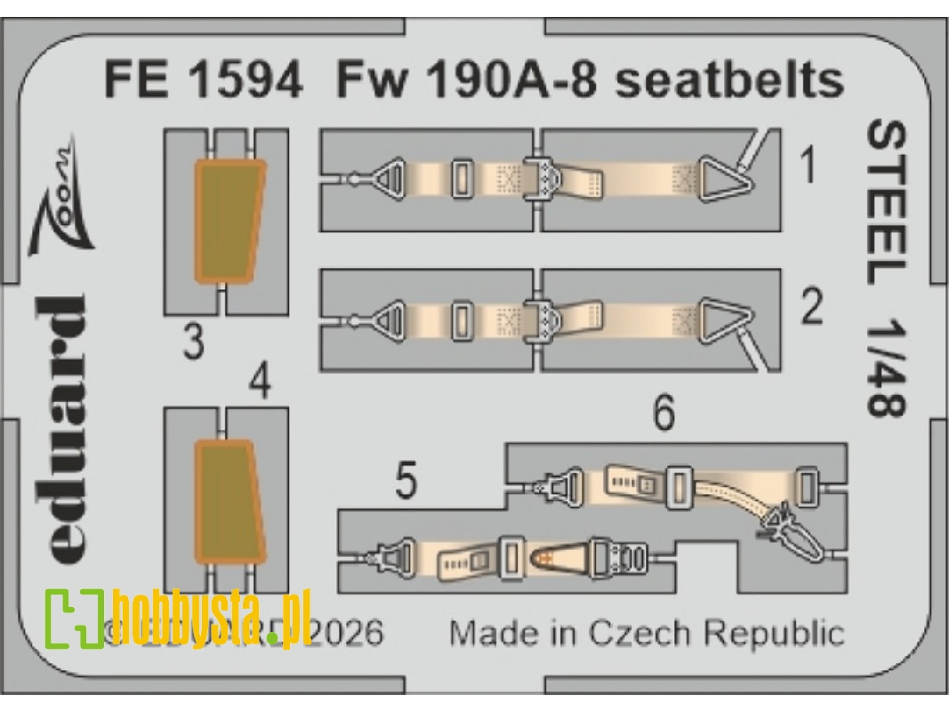 Focke Wulf Fw-190 A-8 - Steel Seatbelts Zoom Set (For Hobby Boss Kits) - zdjęcie 1
