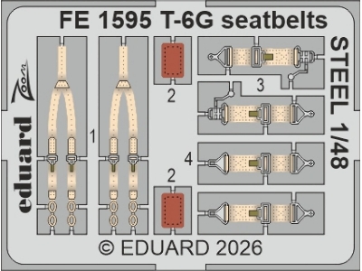 North American T-6 G Texan - Steel Seatbelts Zoom Set (For Italeri Kits) - zdjęcie 1
