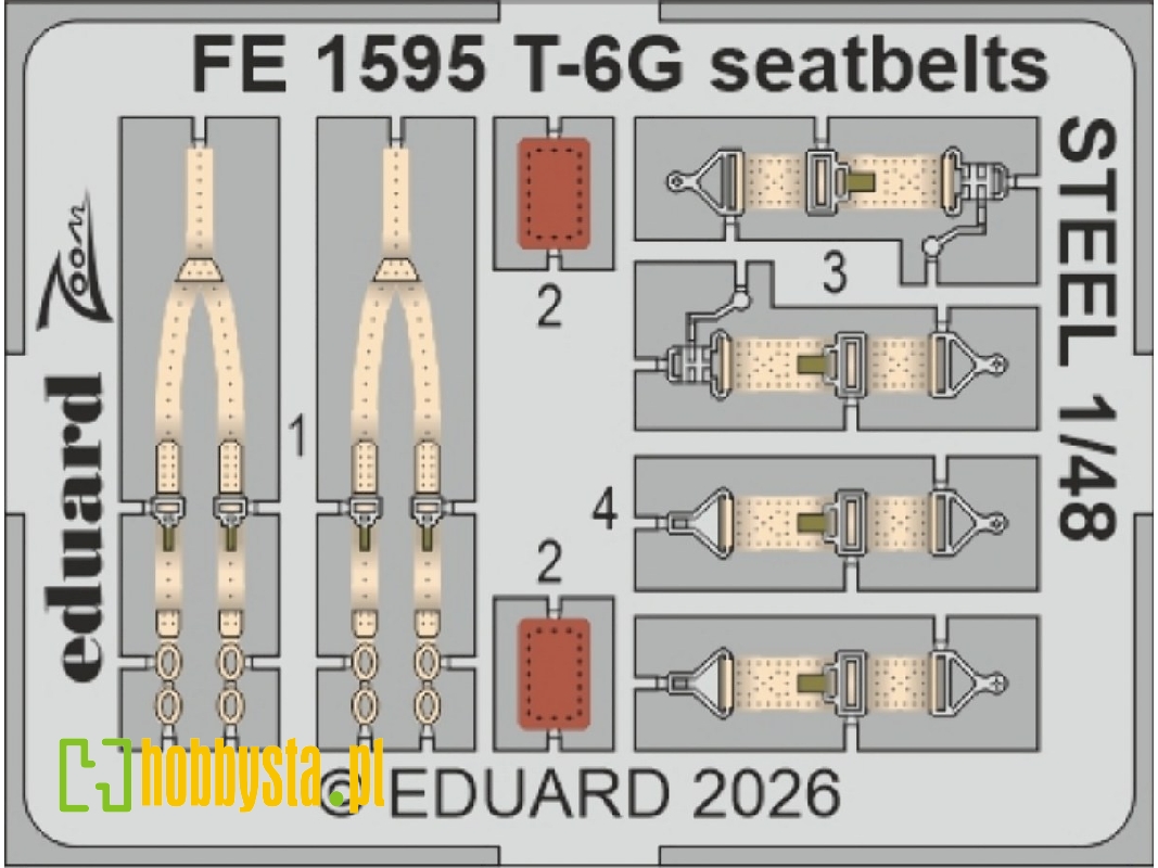 North American T-6 G Texan - Steel Seatbelts Zoom Set (For Italeri Kits) - zdjęcie 1