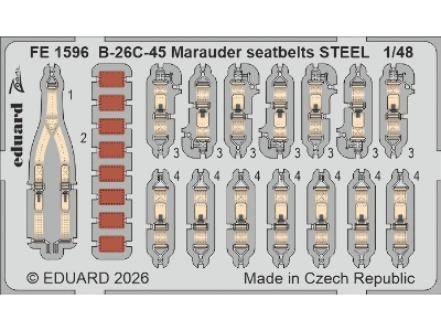 Martin B-26 C-45 Marauder - Steel Seatbelts Zoom Set (For Icm Kits) - zdjęcie 1