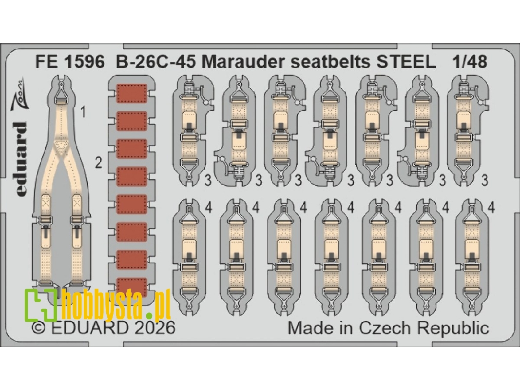 Martin B-26 C-45 Marauder - Steel Seatbelts Zoom Set (For Icm Kits) - zdjęcie 1