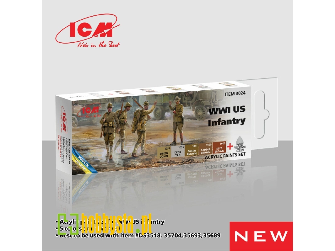 Icm 3024 Wwi U.S. Infantry Acrylic Paints Set - zdjęcie 1