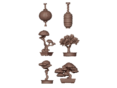 Japanese Lamps & Bonsai (3d-printed / 19 Pcs) - zdjęcie 1