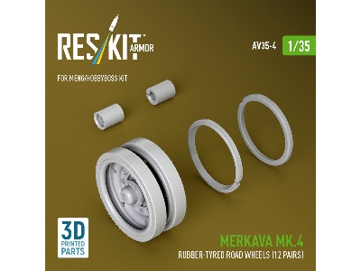 Merkava Mk.4 - 3d-printed Rubber-tyred Road Wheels (12 Pairs / For Meng And Hobbyboss Kits) - zdjęcie 1