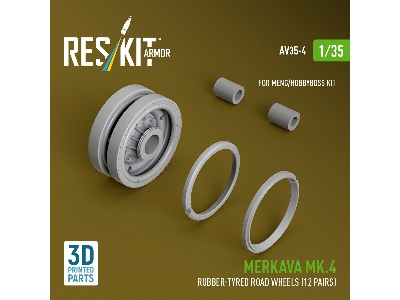 Merkava Mk.4 - 3d-printed Rubber-tyred Road Wheels (12 Pairs / For Meng And Hobbyboss Kits) - zdjęcie 3