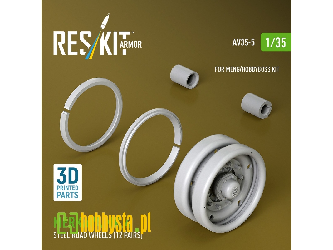 Merkava Mk.4 - 3d-printed Steel Road Wheels (12 Pairs / For Meng And Hobbyboss Kits) - zdjęcie 1