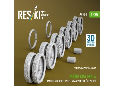 Merkava Mk.4 - Damaged 3d-printed Rubber-tyred Road Wheels (12 Pairs / For Meng And Hobbyboss Kits) - zdjęcie 1