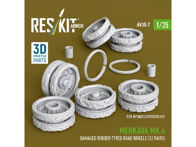 Merkava Mk.4 - Damaged 3d-printed Rubber-tyred Road Wheels (12 Pairs / For Meng And Hobbyboss Kits) - zdjęcie 2