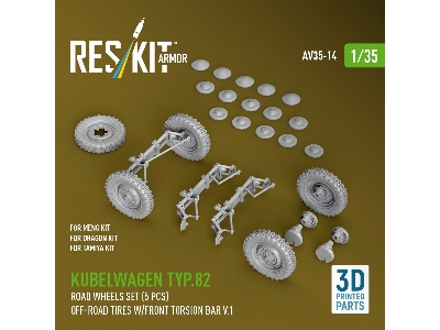 Kubelwagen Typ 82 - 3d-printed Road Wheels Set With Off-road Tires (5 Pcs / For Meng / Dragon And Tamiya Kits) - zdjęcie 2