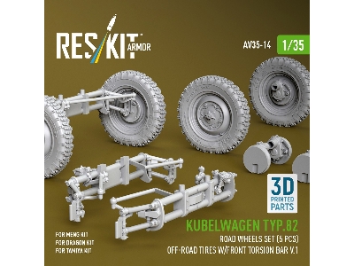 Kubelwagen Typ 82 - 3d-printed Road Wheels Set With Off-road Tires (5 Pcs / For Meng / Dragon And Tamiya Kits) - zdjęcie 3