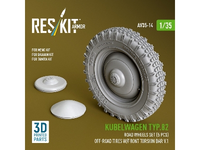 Kubelwagen Typ 82 - 3d-printed Road Wheels Set With Off-road Tires (5 Pcs / For Meng / Dragon And Tamiya Kits) - zdjęcie 4