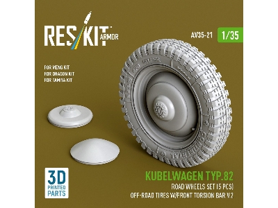 Kubelwagen Typ 82 - 3d-printed Road Wheels Set (5 Pcs) With Off-road Tires And Front Torsion Bar Volume 2 (For Meng / Dragon And