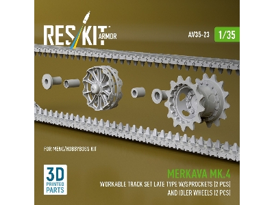 Merkava Mk.4 - Workable Track Set Late Type With Sprockets (2 Pcs) And Idler Wheels (2 Pcs) (For Meng & Hobby Boss Kits / 3d-pri