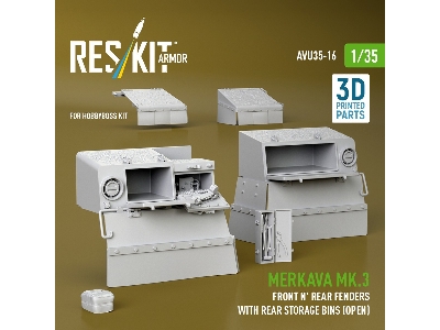 Merkava Mk.3 - Front And Rear Fenders With Rear Stowage Bins Open (For Hobby Boss Kits / 3d-printed) - zdjęcie 2